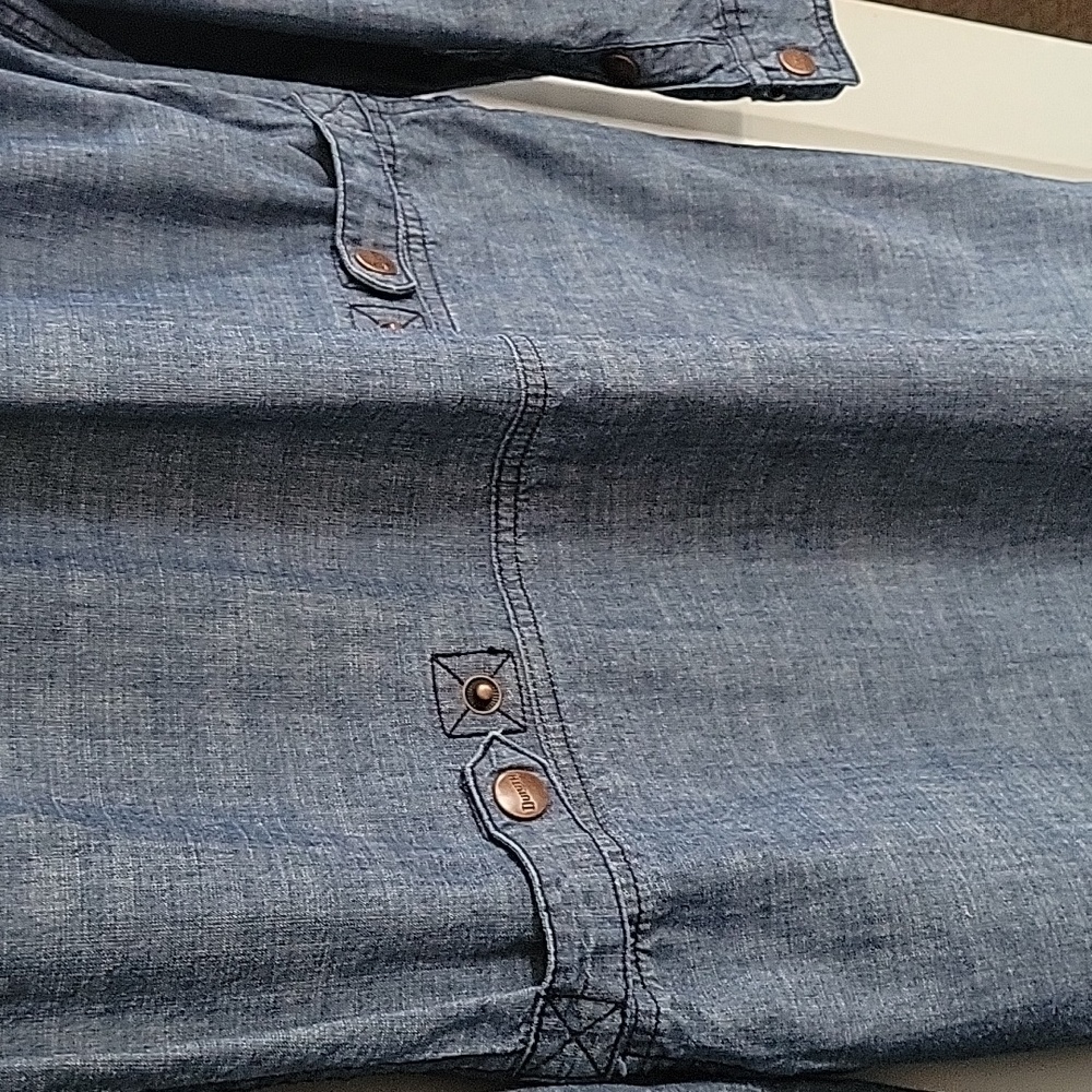 Duluth Trading Organic Cotton Rootstock Denim Long Sleeve Gardening Dress SZ XS - Picture 10 of 14